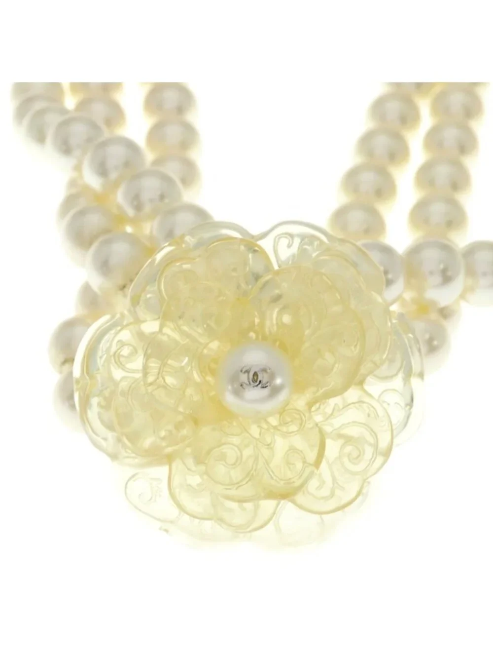 Chanel Camellia Pearl Choker Necklace Ivory